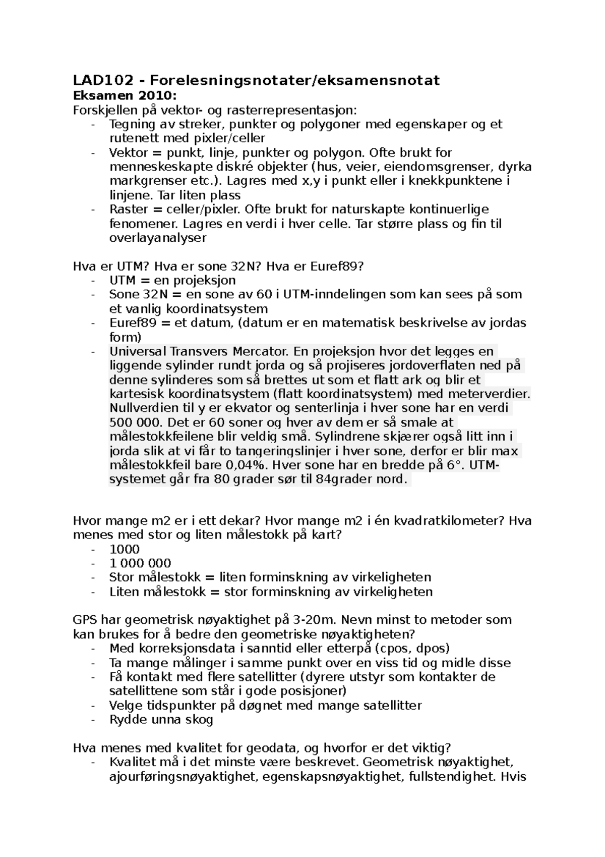 LAD102 Eksamenshjelp - Notater for eksamensforberedelser - LAD102 ...