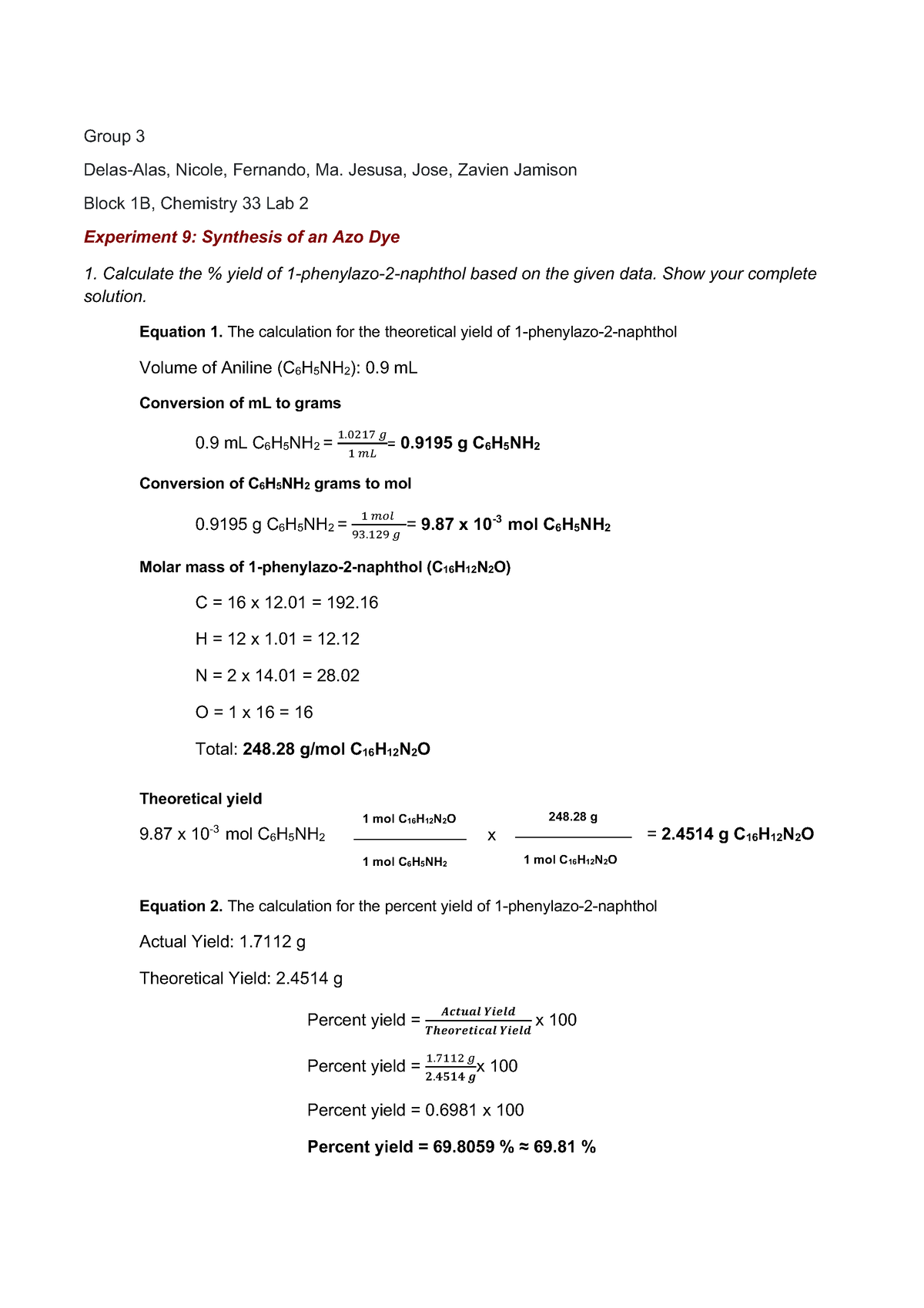 experiment 3 data table 9 solutions