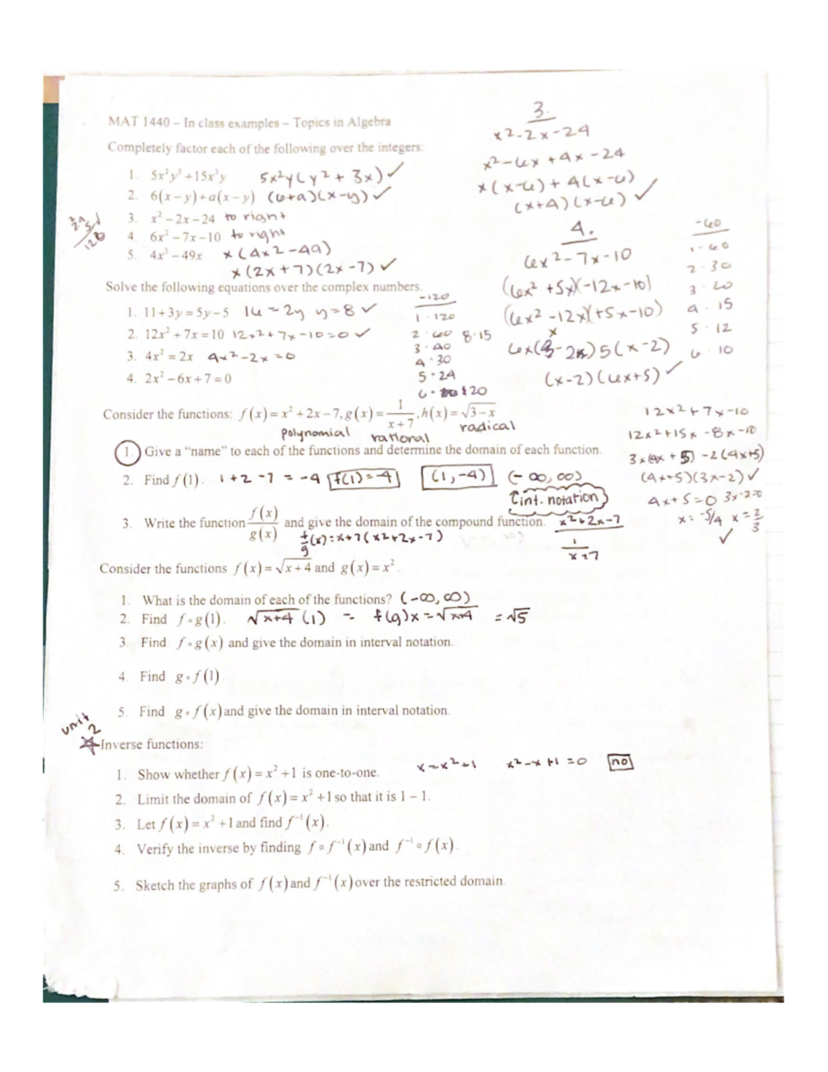 Topics in Algebra - Carol Dvorak - MAT 166 - Studocu