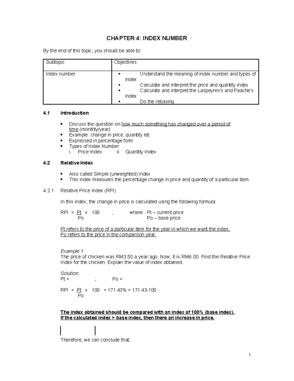 Chapter 4 STA104 v2020 - Lecture notes 232 - CHAPTER 4: INDEX NUMBER By ...