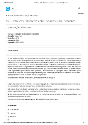 Colaborar - Av2 - Práticas Educativas Em Espaços Não Escolares ...