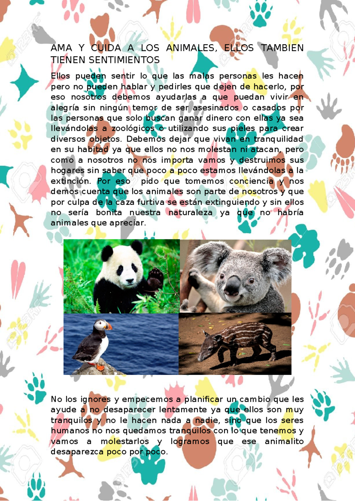 AMA Y Cuida A LOS Animales - AMA Y CUIDA A LOS ANIMALES, ELLOS TAMBIEN ...