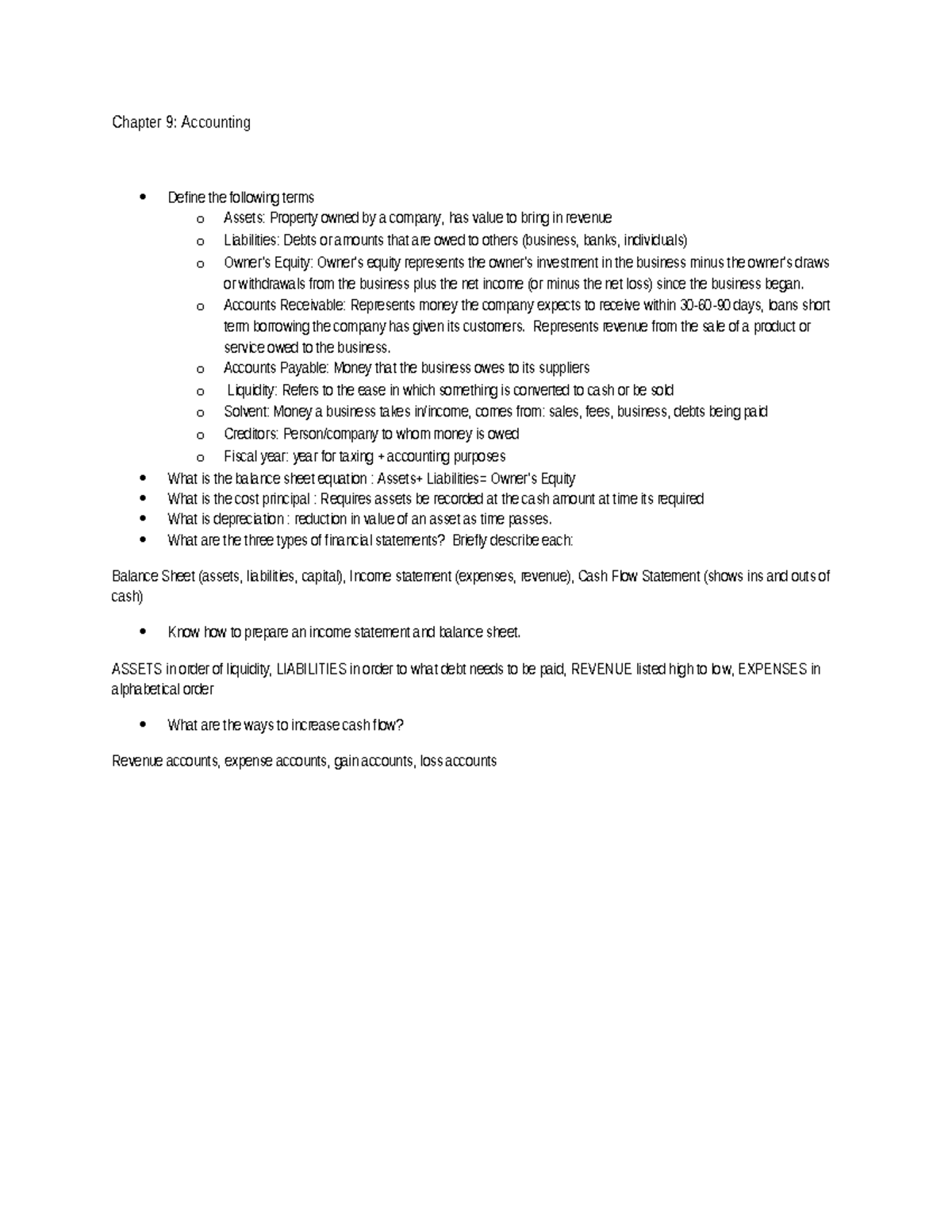 Review+Chapter+9 - Associated terms - Chapter 9: Accounting Define the ...