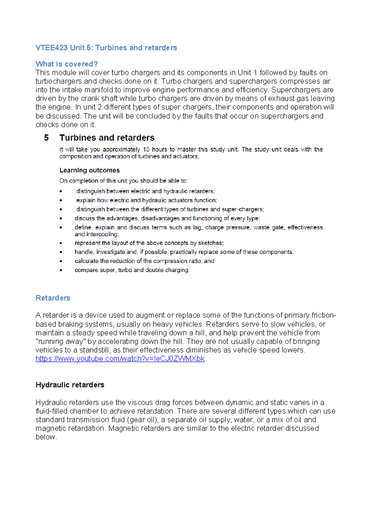 VTEE423 Unit 5 Notes-1 - Automotive summaries - VTEE423 Unit 5 ...