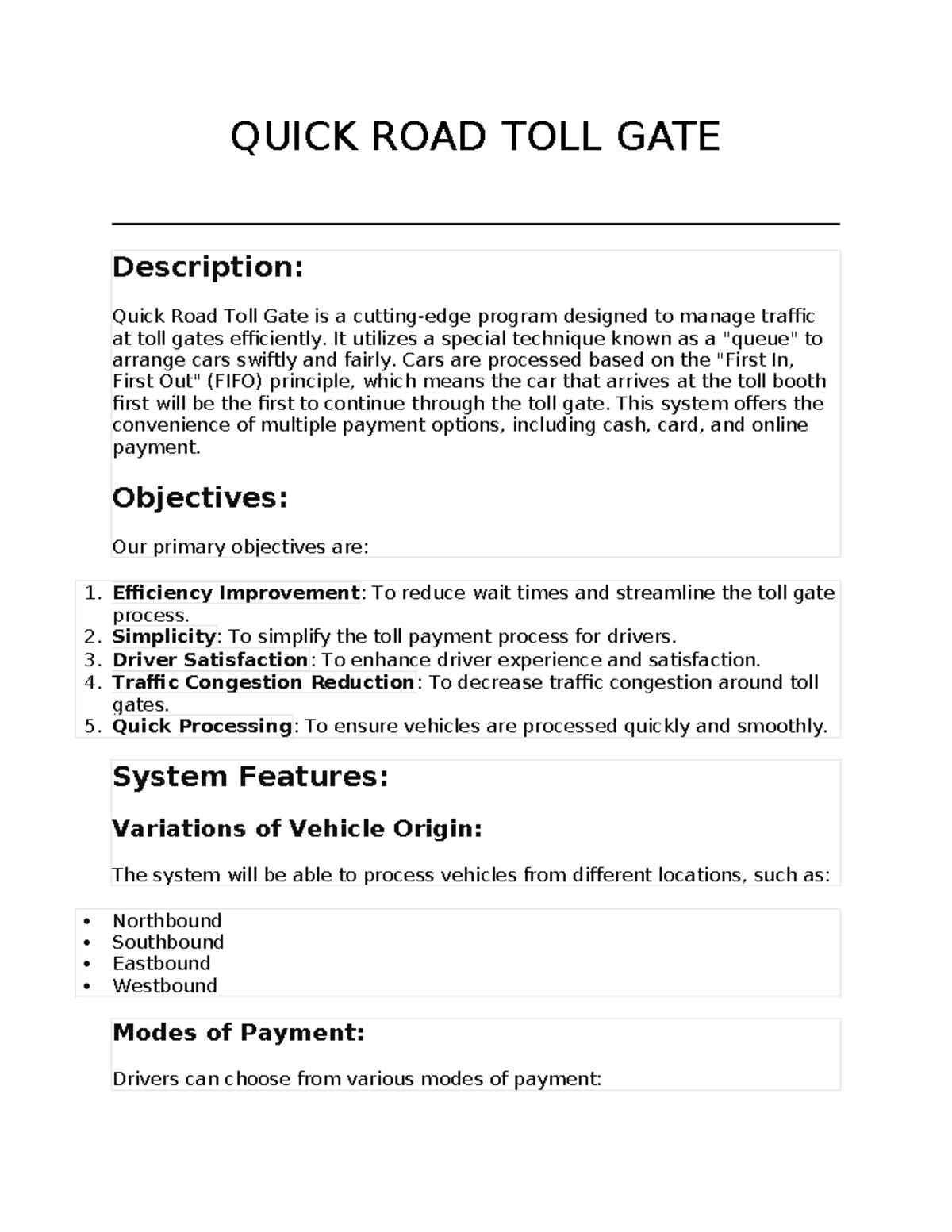 Group 3 Quick ROAD TOll GATE - QUICK ROAD TOLL GATE Description: Quick ...