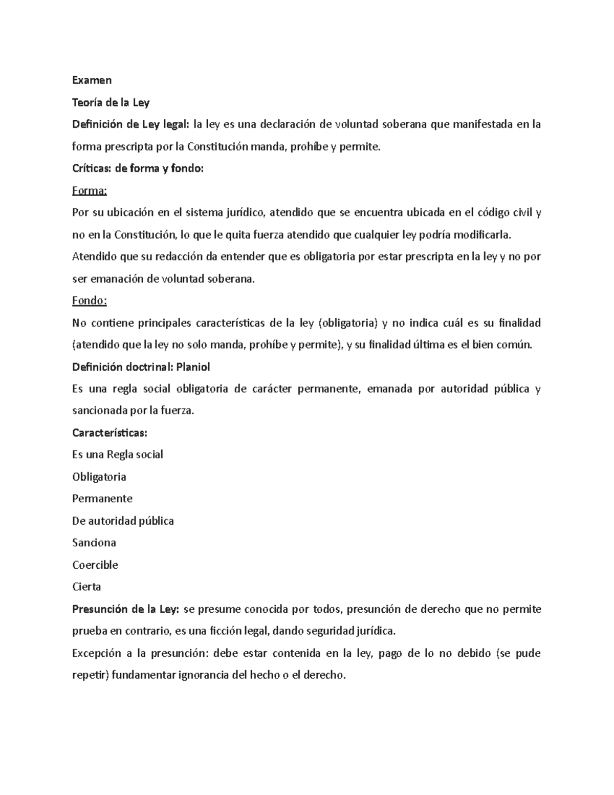 acto jurídico y persona - Examen Teoría de la Ley Definición de Ley ...