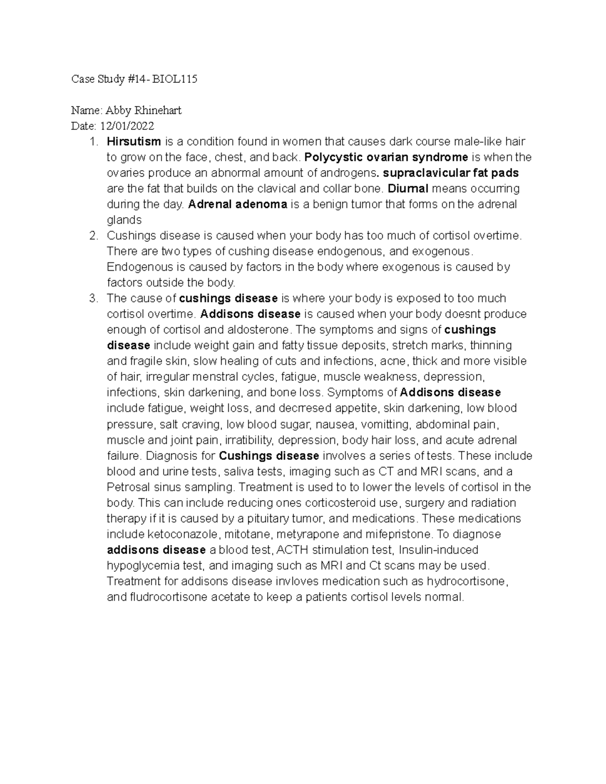 Untitled document18 medical case study Case Study 14 BIOL Name