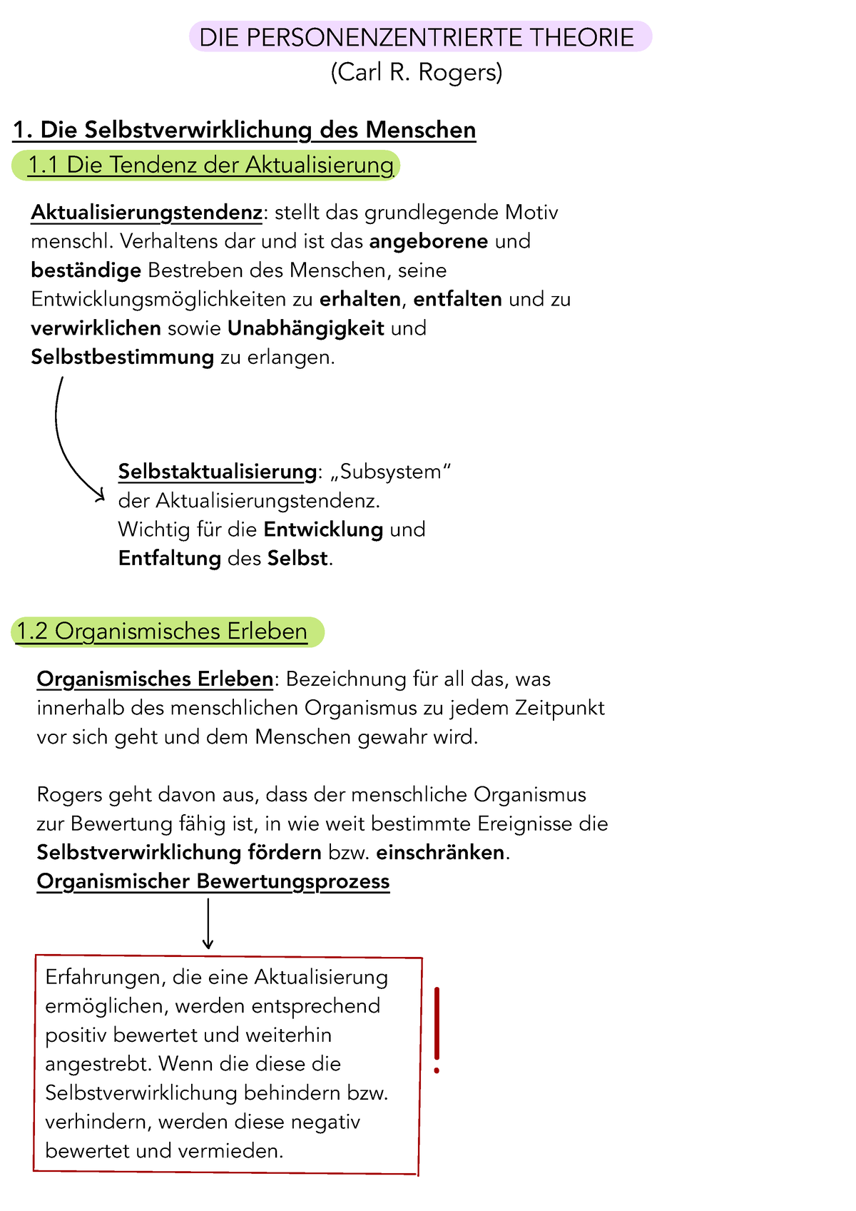 Personenzentrierte Theorie (Rogers) - DIE PERSONENZENTRIERTE THEORIE (Carl  R. Rogers) - Studocu