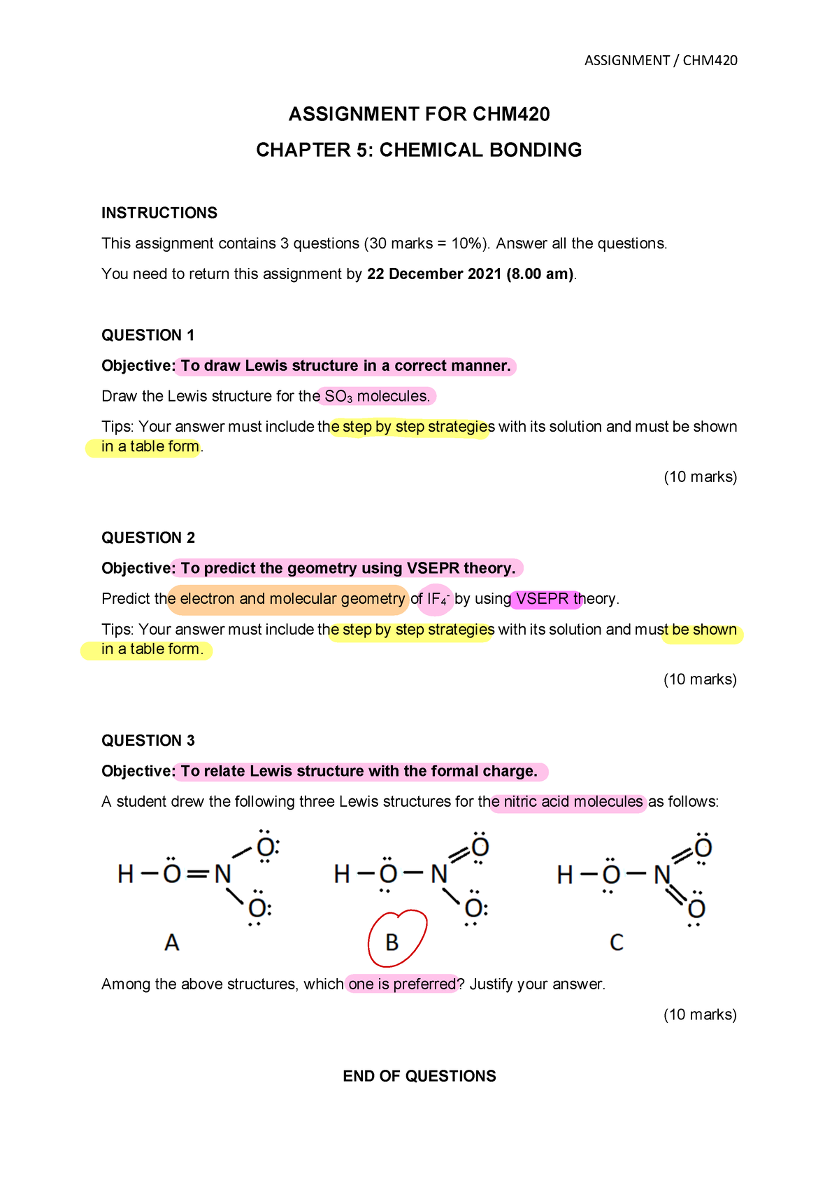 CHM 420 - Assignment Chp 5 - ####### ASSIGNMENT / CHM ASSIGNMENT FOR ...