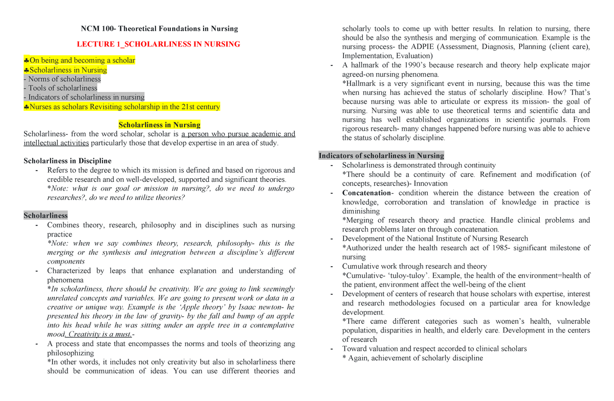 Ncm 100 - Credits To The Owner - NCM 100- Theoretical Foundations In ...