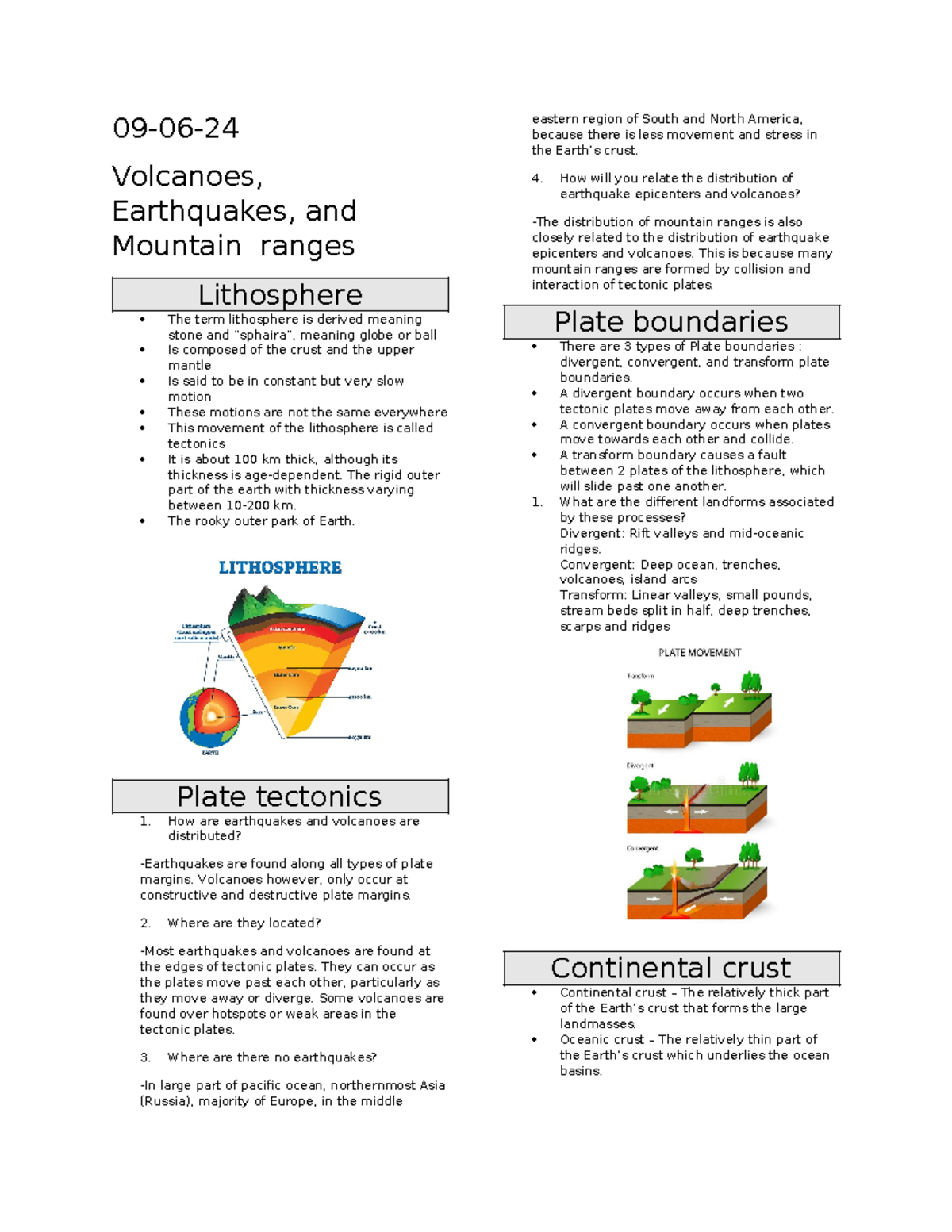 Earth Sci-Mod1Q1 - The plate tectonics theory - 09-06- Volcanoes ...