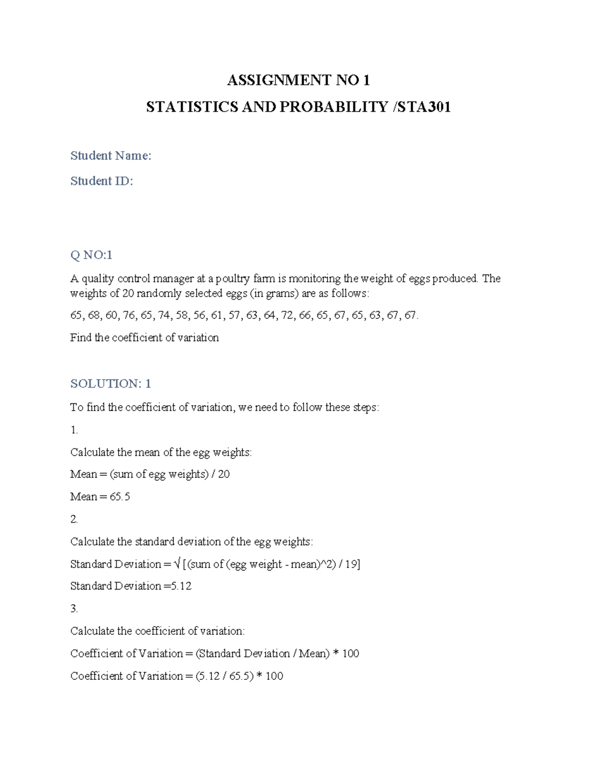 sta301 assignment no 1 solution