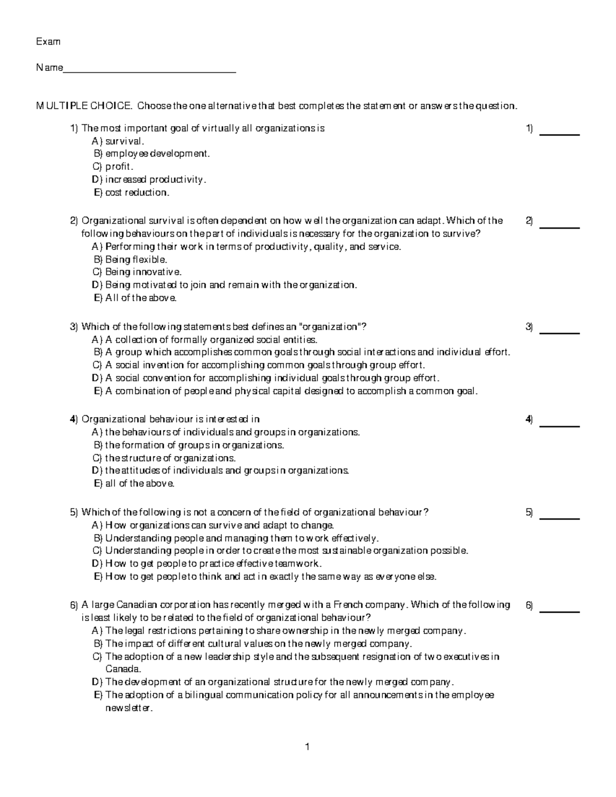 Sample/practice exam 2019, questions and answers - Exam Name