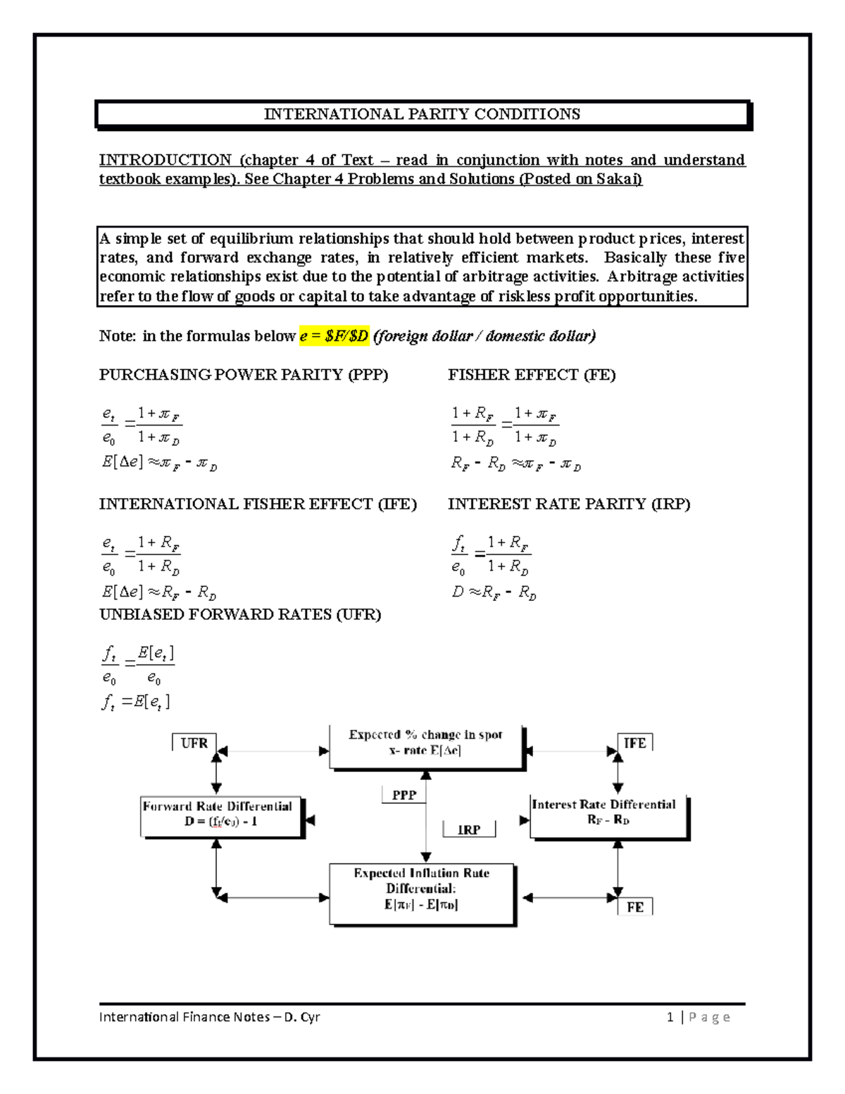 Topic 5 - Parity Conditions - INTERNATIONAL PARITY CONDITIONS ...