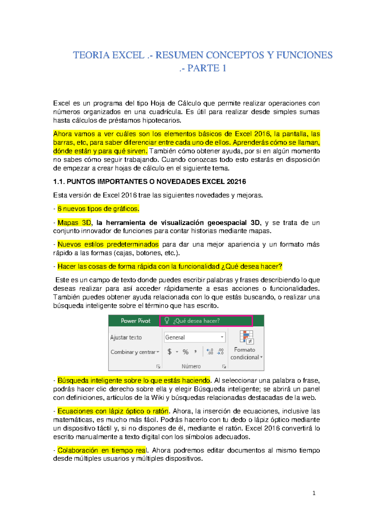 Teoria Excel 1 Resumen Funciones Basicas Teoria Excel Resumen