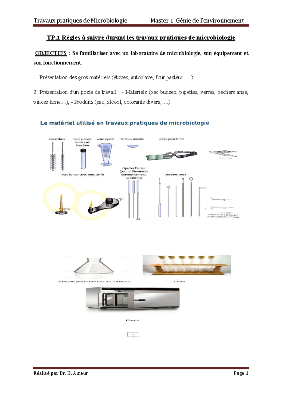 TP de Microbiologie Environnementale-Master 1 Génie de l’environnement ...