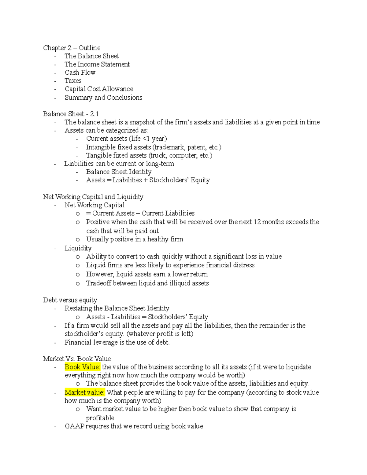 Chapter 2 The Balance Sheet - Chapter 2 – Outline - The Balance Sheet ...