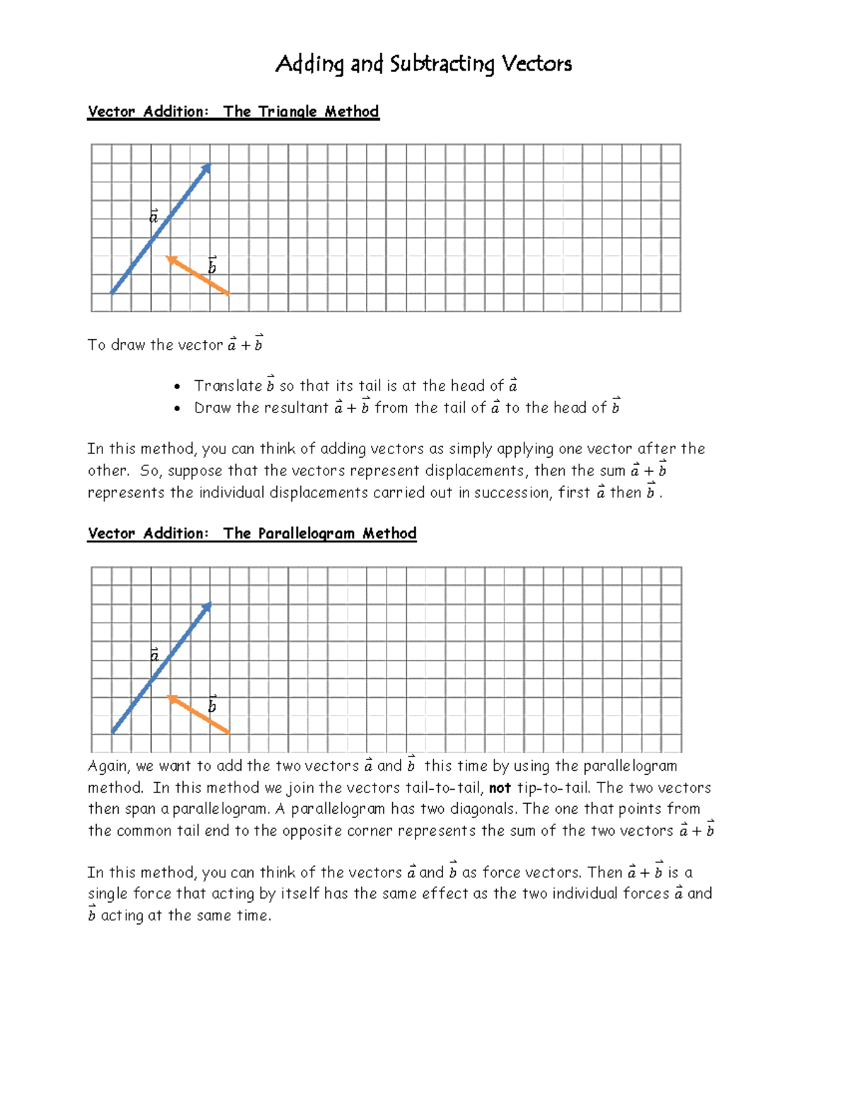 1.2 Add and Subtract Vectors Lesson - Adding and Subtracting Vectors ...