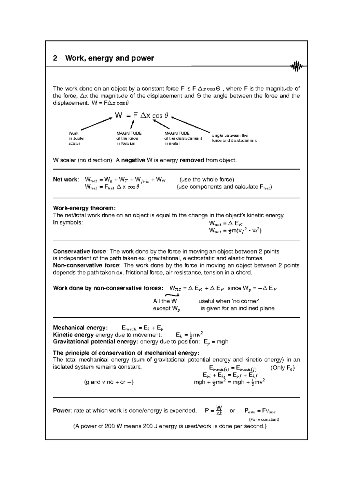 Work energy and power up - 2 Work, energy and power The work done on an ...