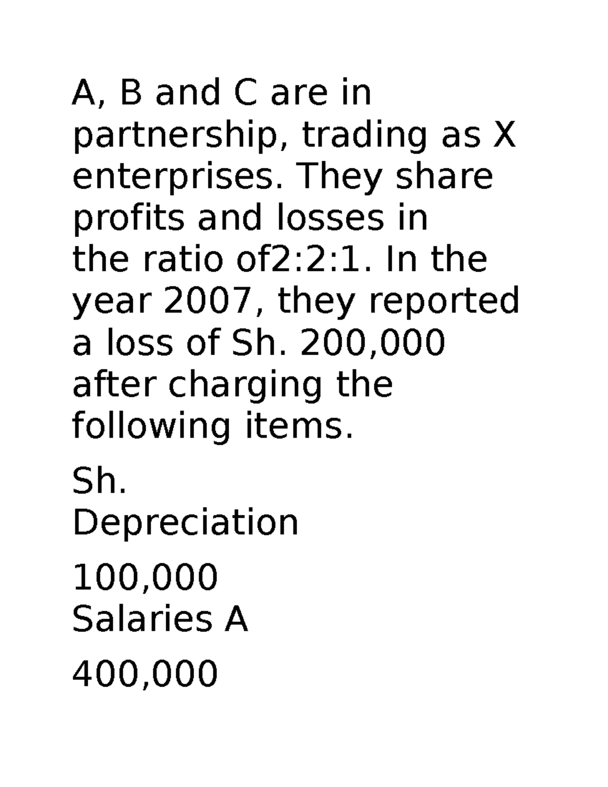 Introduction To Taxation - A, B And C Are In Partnership, Trading As X ...