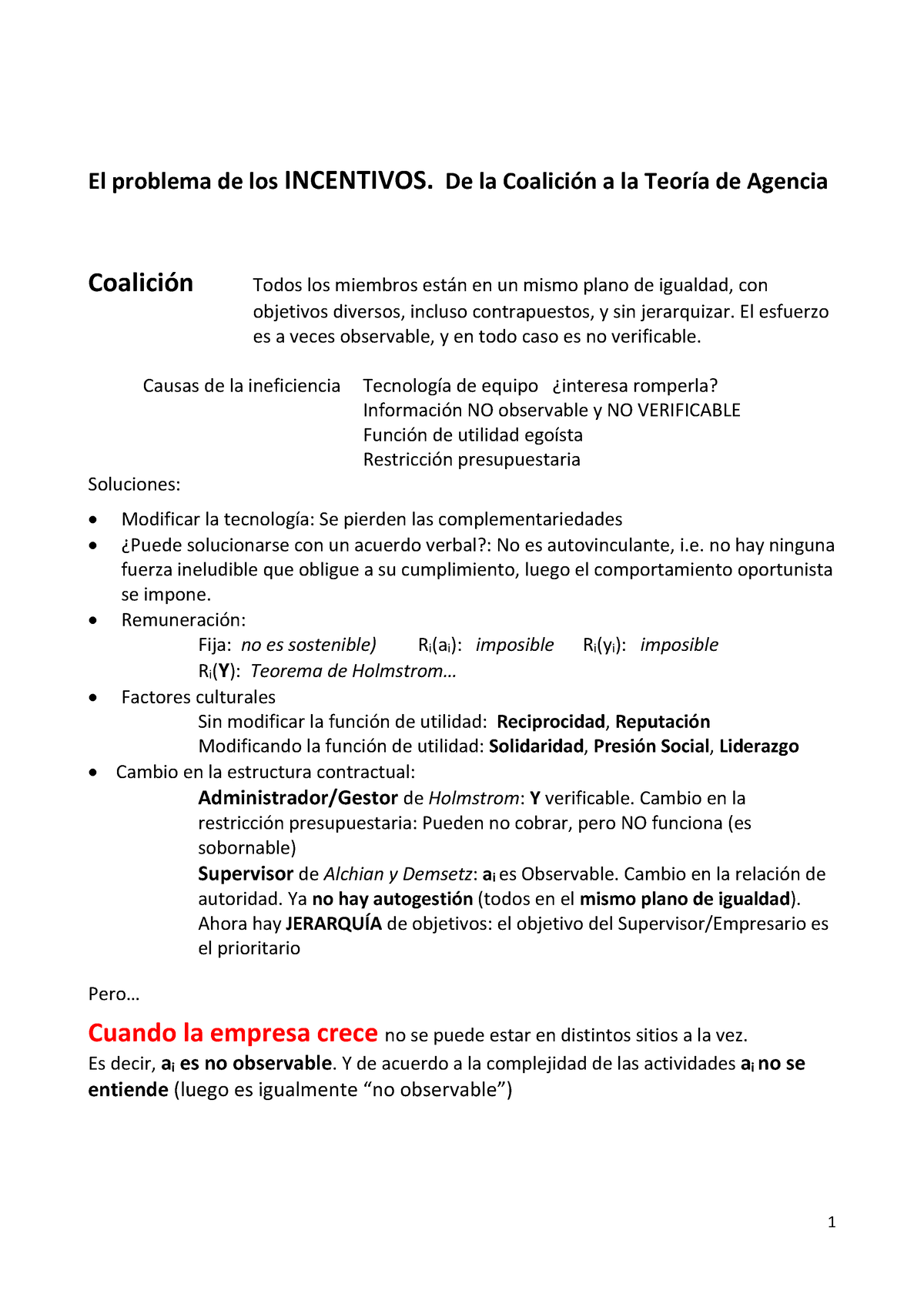 De La Coalici Ã³n A La Agencia - El Problema De Los INCENTIVOS. De La ...