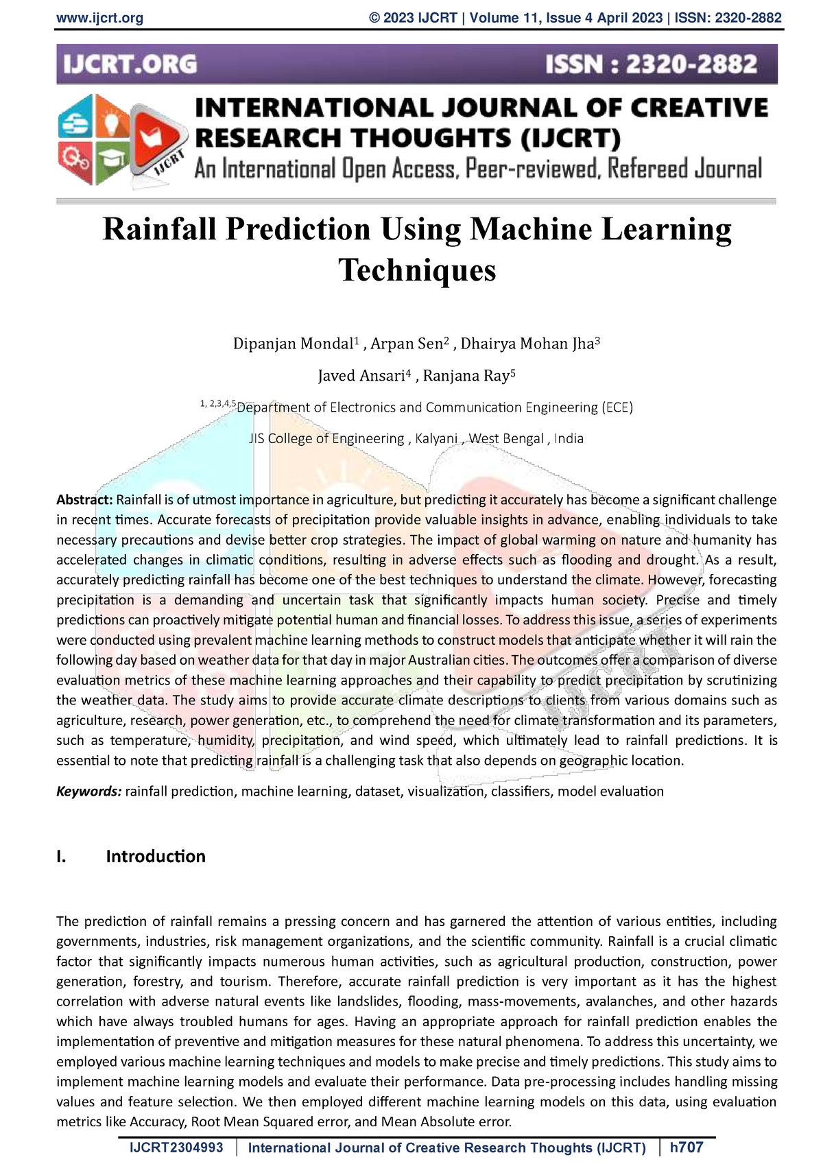 Rainfall Prediction Using Machine Learning Techniques - Rainfall ...