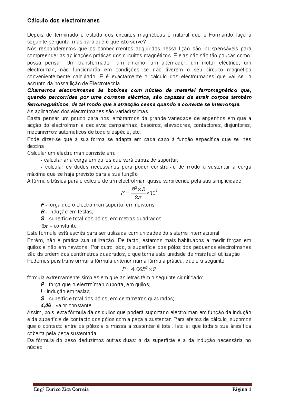 2º Módulo - CÁ Lculo DE ElectroíMA - Cálculo Dos Electroímanes Depois ...