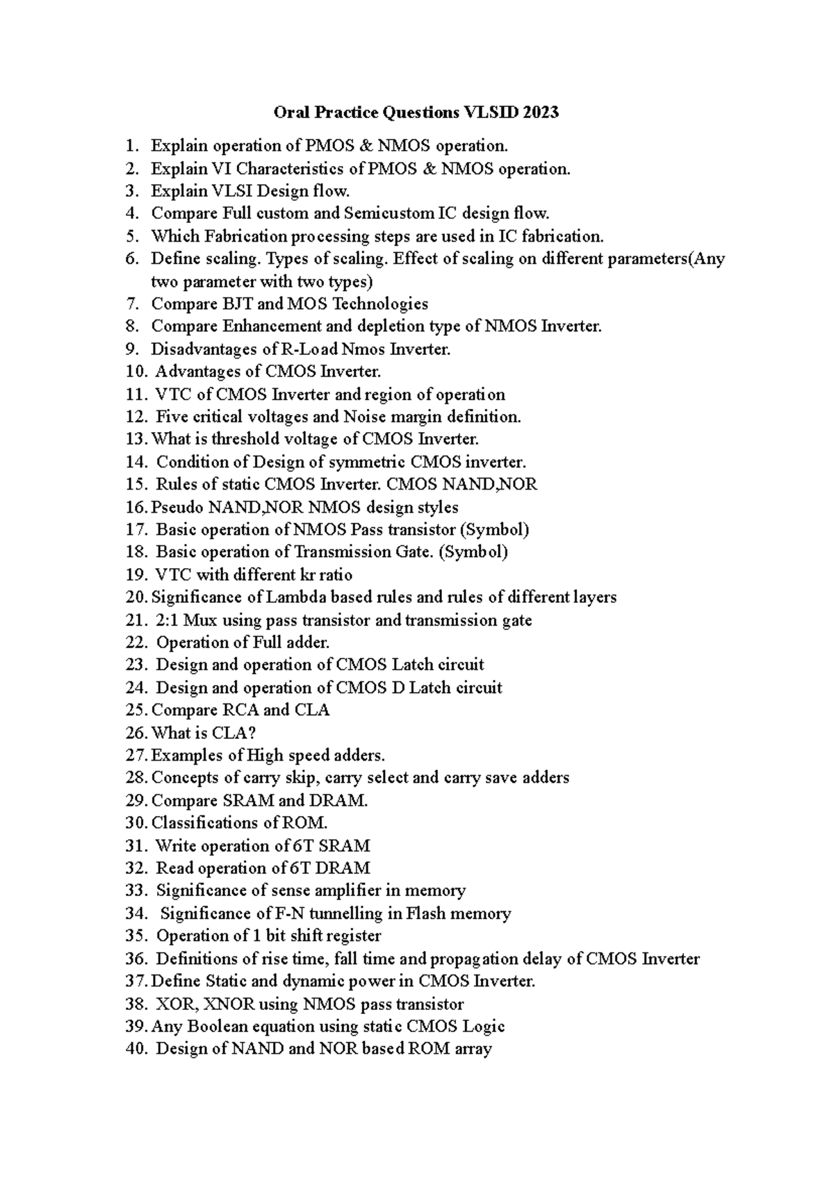 VLSI Oral QB - Summary Electronic and Computer Science - Oral Practice ...