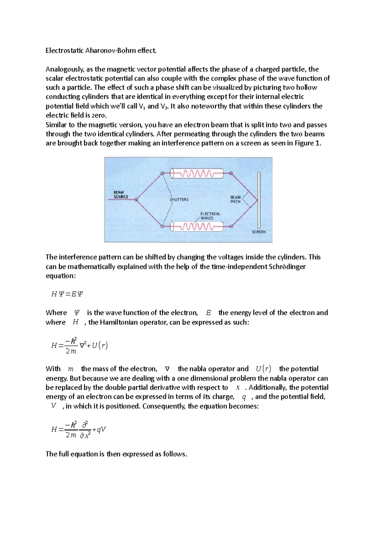 Electric Aharonov-Bohm Effect - Analogously, As The Magnetic Vector ...