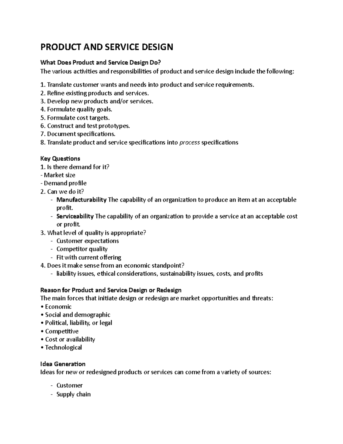 Operation Management with TQM - Chapter 4 Product and Design - PRODUCT ...