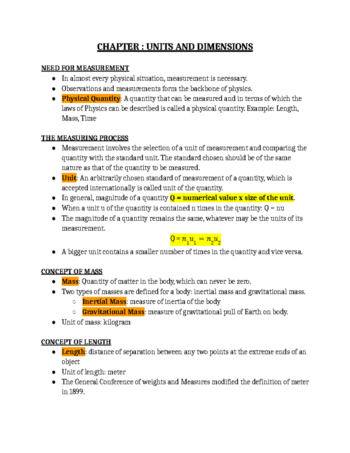 Units And Dimensions Notes Class 11 Chapter Units And Dimensions Units And Dimensions Notes Class 11 Chapter Units And Dimensions