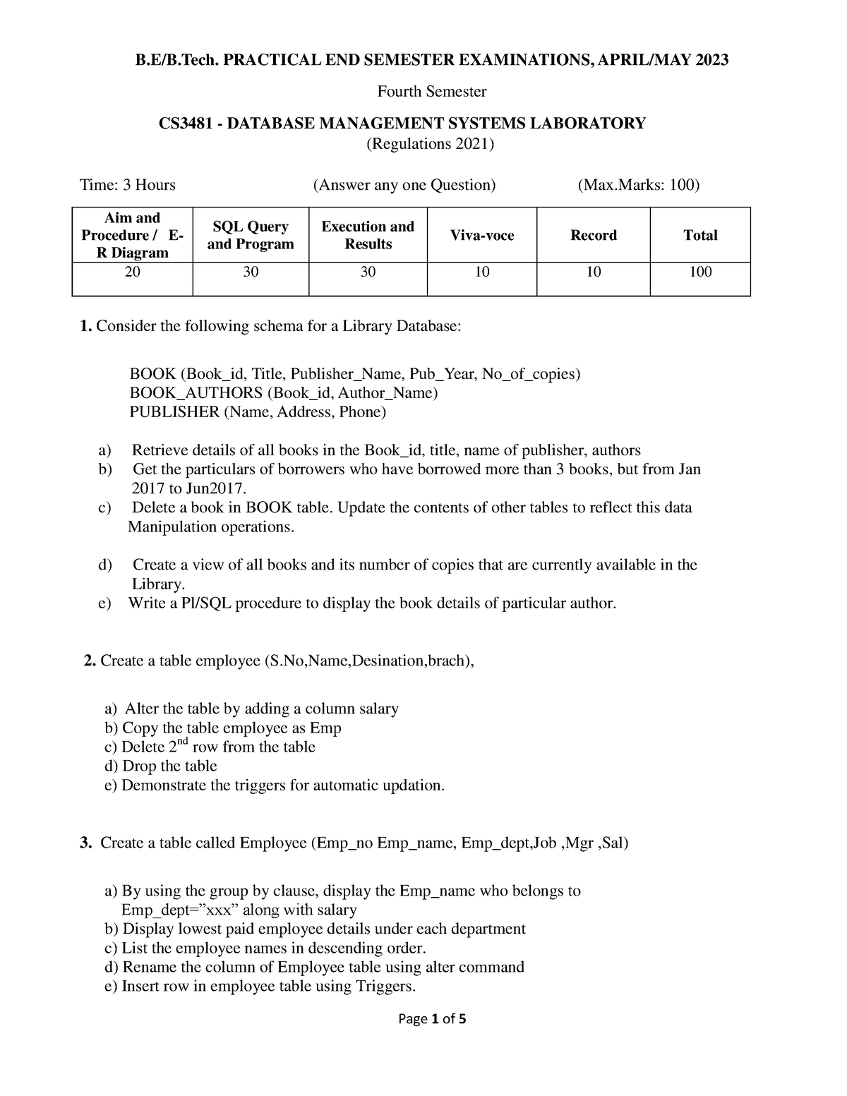 CS3481 SET 2 - B.E/B. PRACTICAL END SEMESTER EXAMINATIONS, APRIL/MAY ...