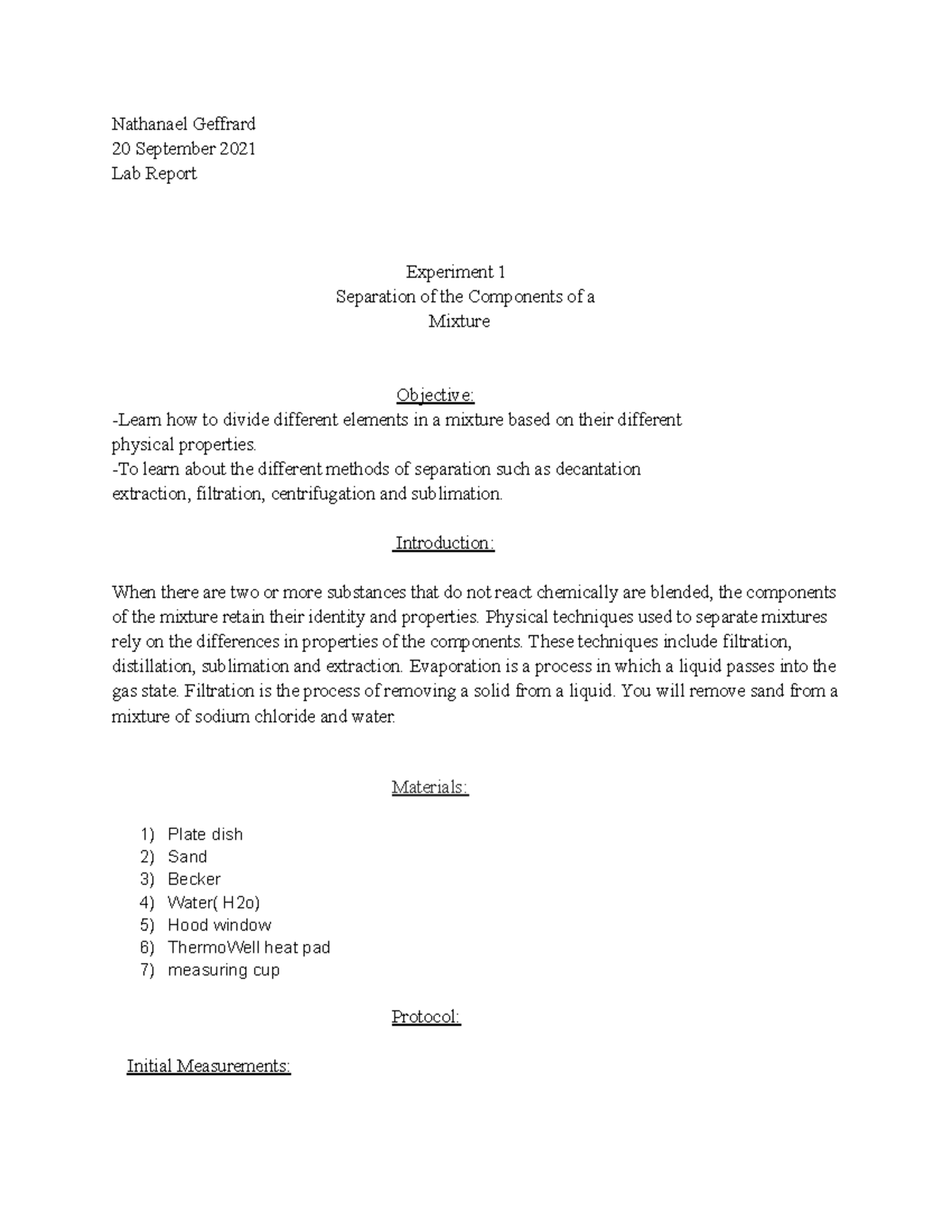 Lab report - Graded Lab experiment 5 with notes - Nathanael Geffrard 20 ...