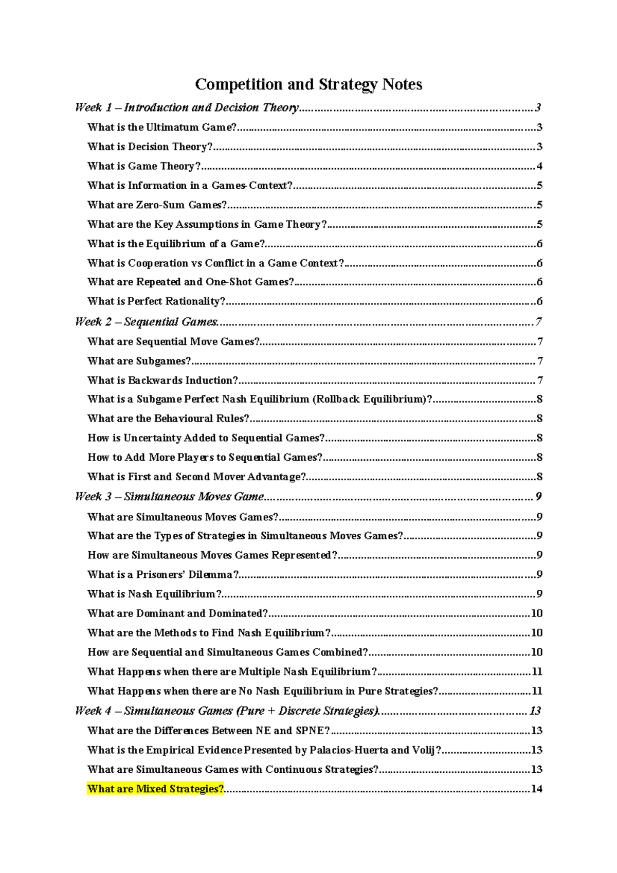 Competition and Strategy Notes - Competition and Strategy Notes Week 1 ...