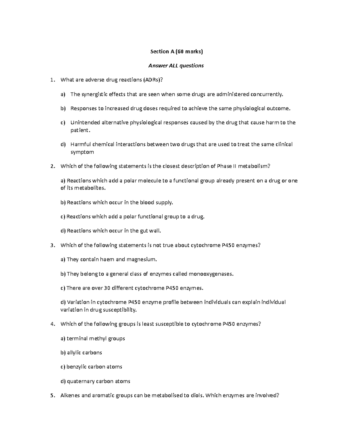 Stage 2 Supplementary - Pharmaceutical Chemistry - Section A (60 Marks ...