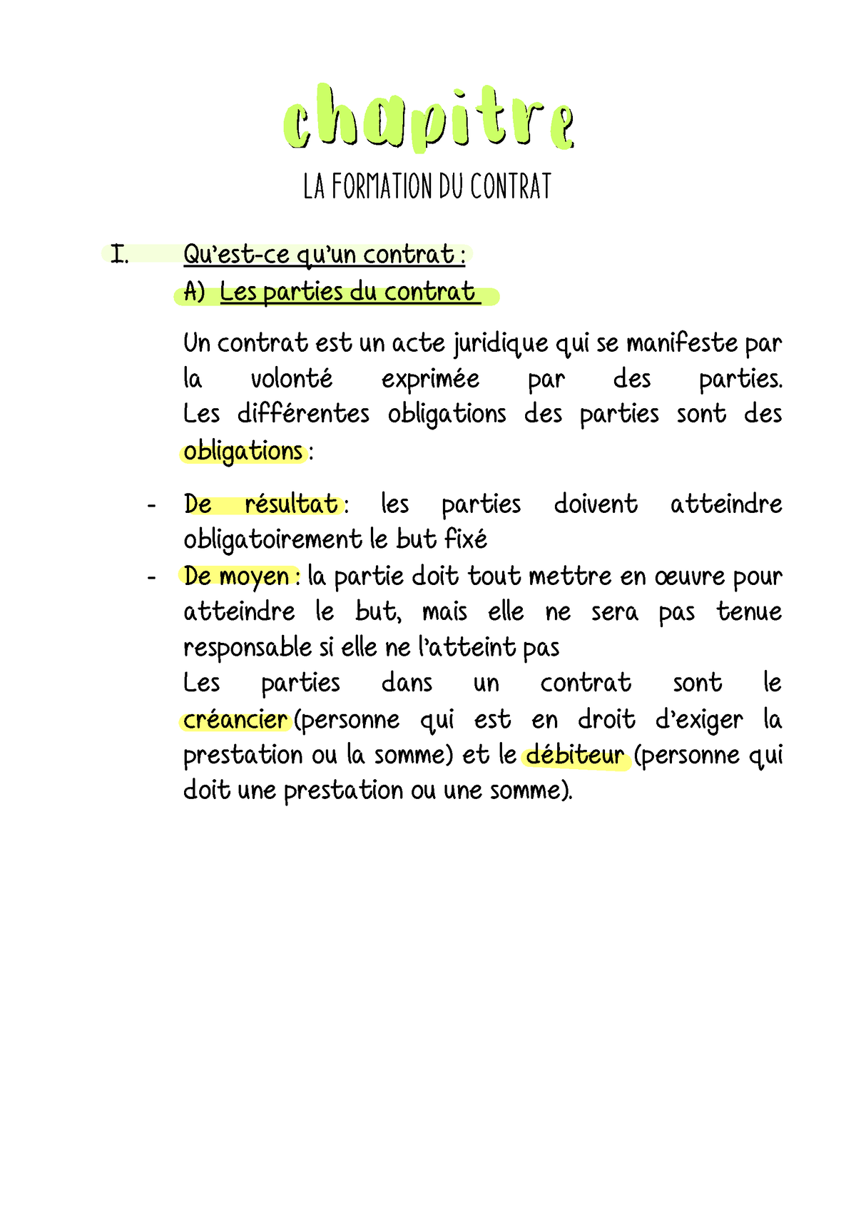 La Formation Du Contrat - La Formation Du Contrat Chapitre Chapitre I ...