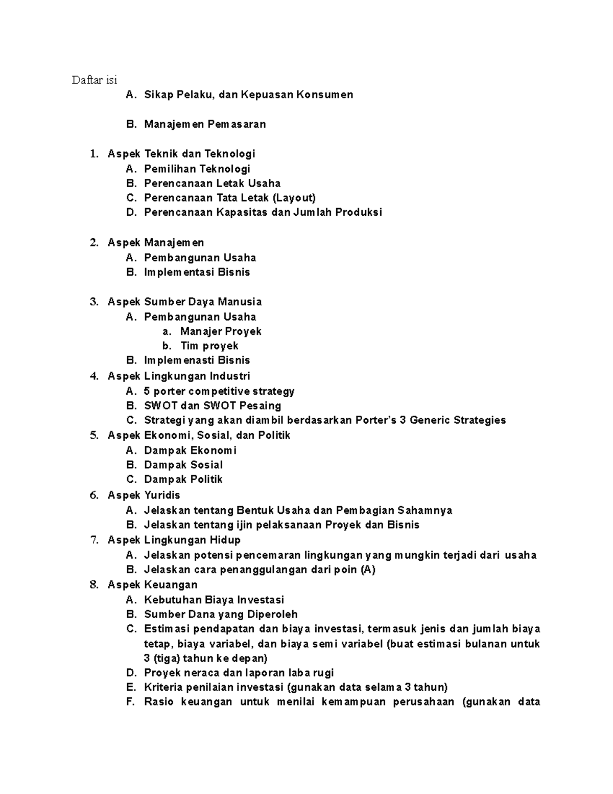 Final Project SKB - Daftar Isi A. Sikap Pelaku, Dan Kepuasan Konsumen B ...