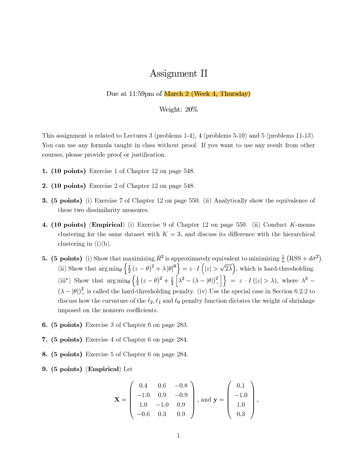 Assignment II - Homework - Assignment II Due At 11:59pm Of March 2 ...