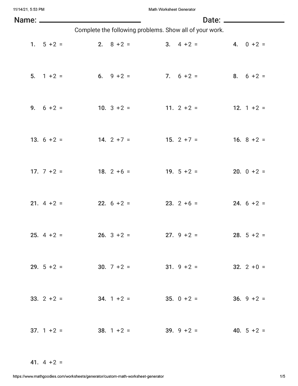 Calculus MATH Worksheet Practice QUIZ Reviewer Summaer - Name: Date ...