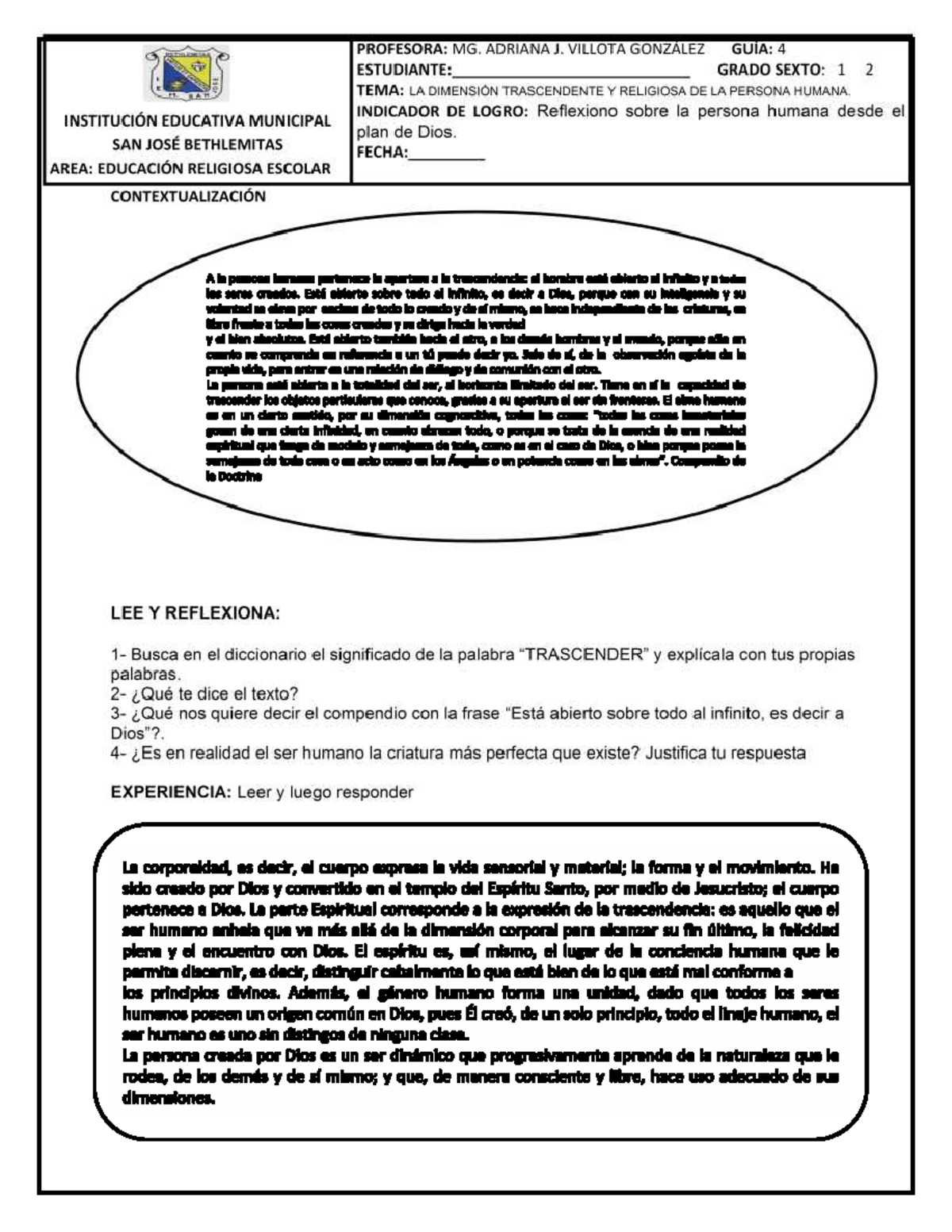 4 - Guía De Religión - INSTITUCIÓN EDUCATIVA MUNICIPAL SAN JOSÉ ...