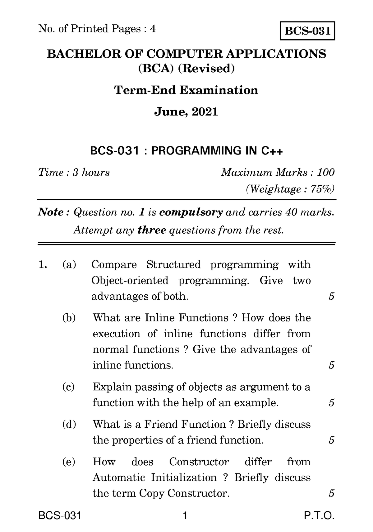 Bcs 31 Hia Bcs 031 1 Pt Bcs Bachelor Of Computer Applications