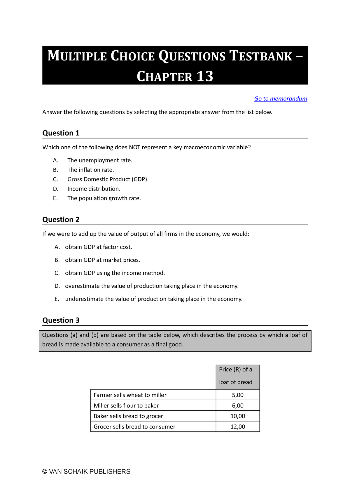 Economics 5 MCQ C13 - MULTIPLE CHOICE QUESTIONS TESTBANK – CHAPTER 13 ...