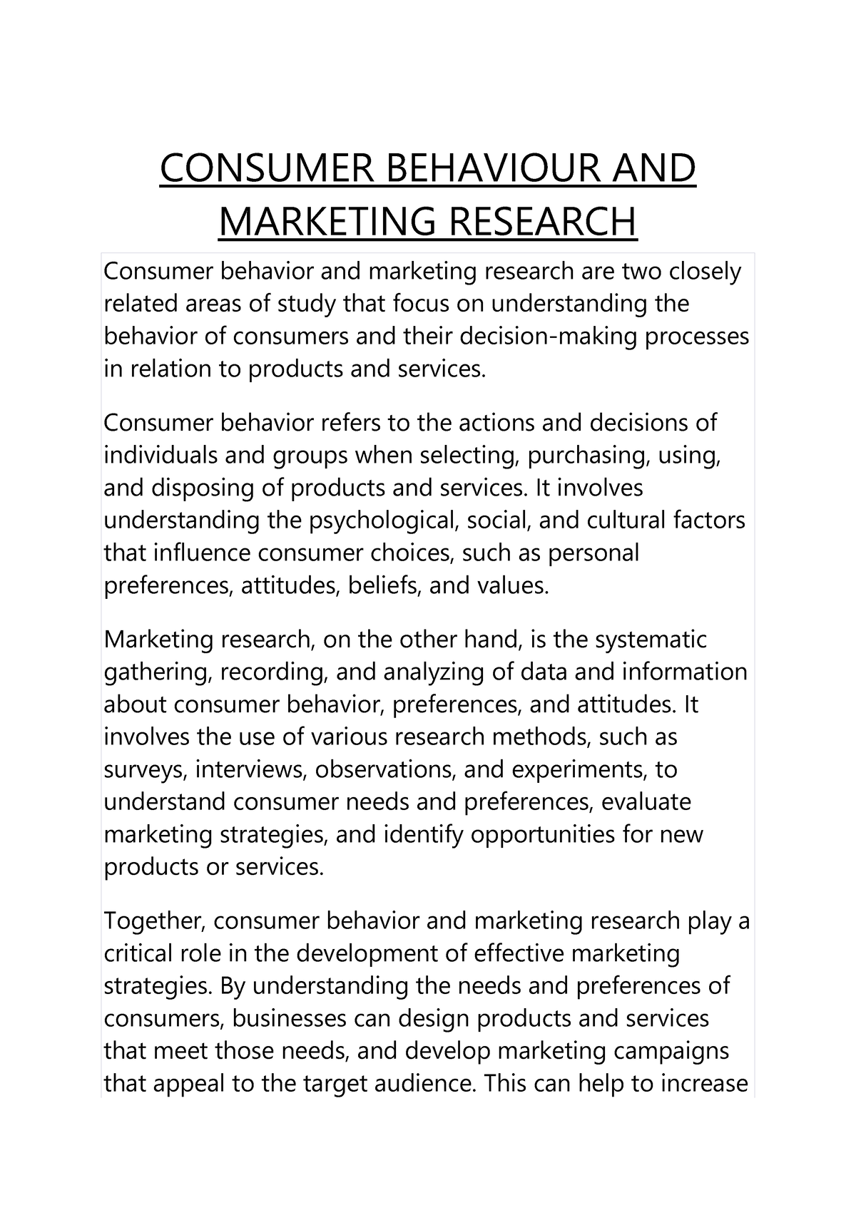 research paper on consumer behaviour towards