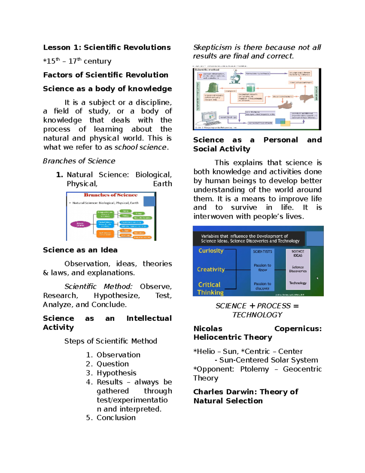 Lesson 1 - Scientific Revolutions - Lesson 1: Scientific Revolutions ...