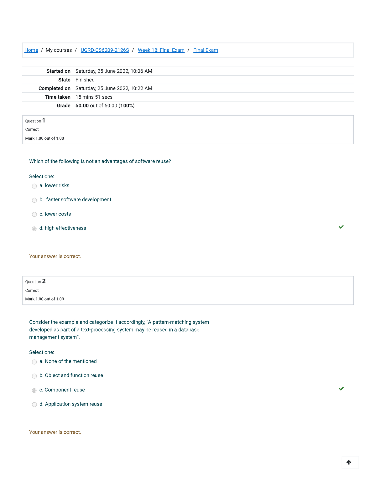 Final Exam Attempt Review - Home/My Courses/ UGRD-CS6209-2126S/ Week 18 ...