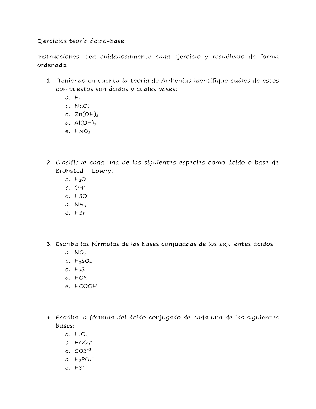 Ejercicios Teorías ácido-base - Ejercicios Teoría ácido-base ...