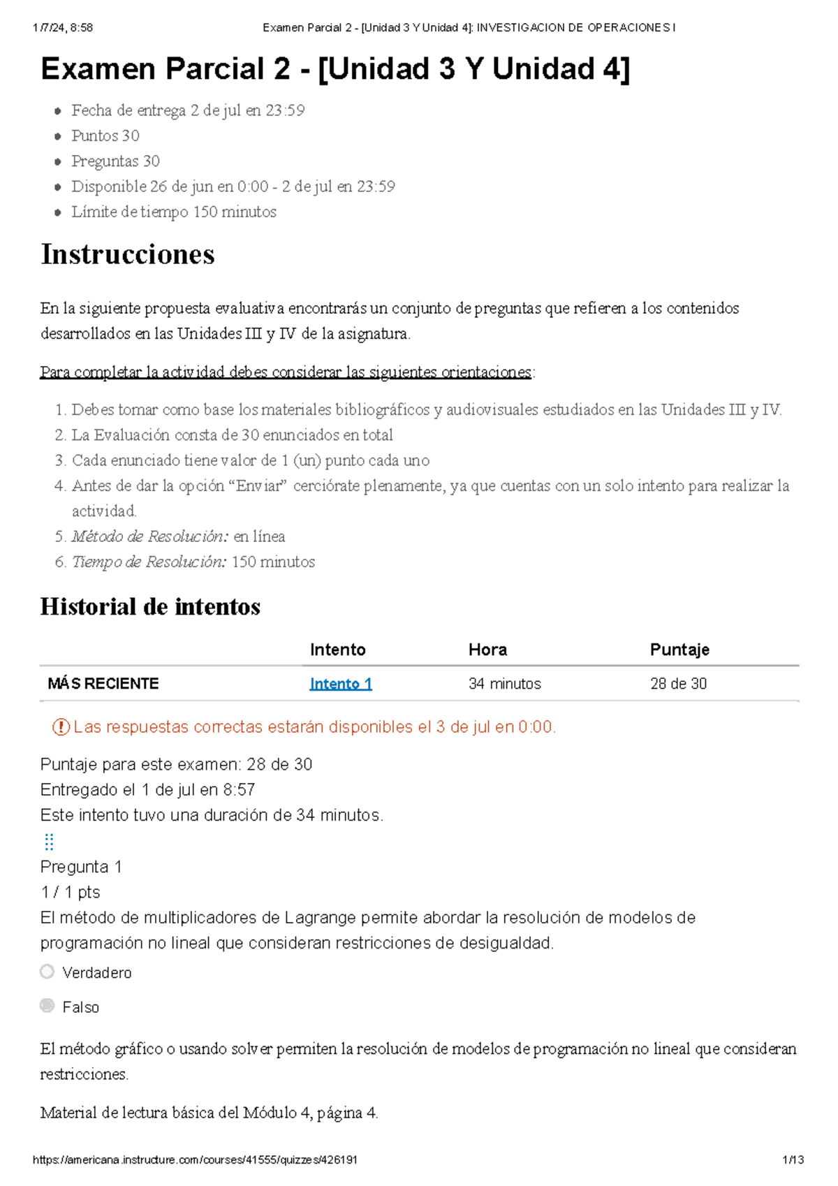 28 De 30 Examen Parcial 2 - [Unidad 3 Y Unidad 4] Investigacion DE ...