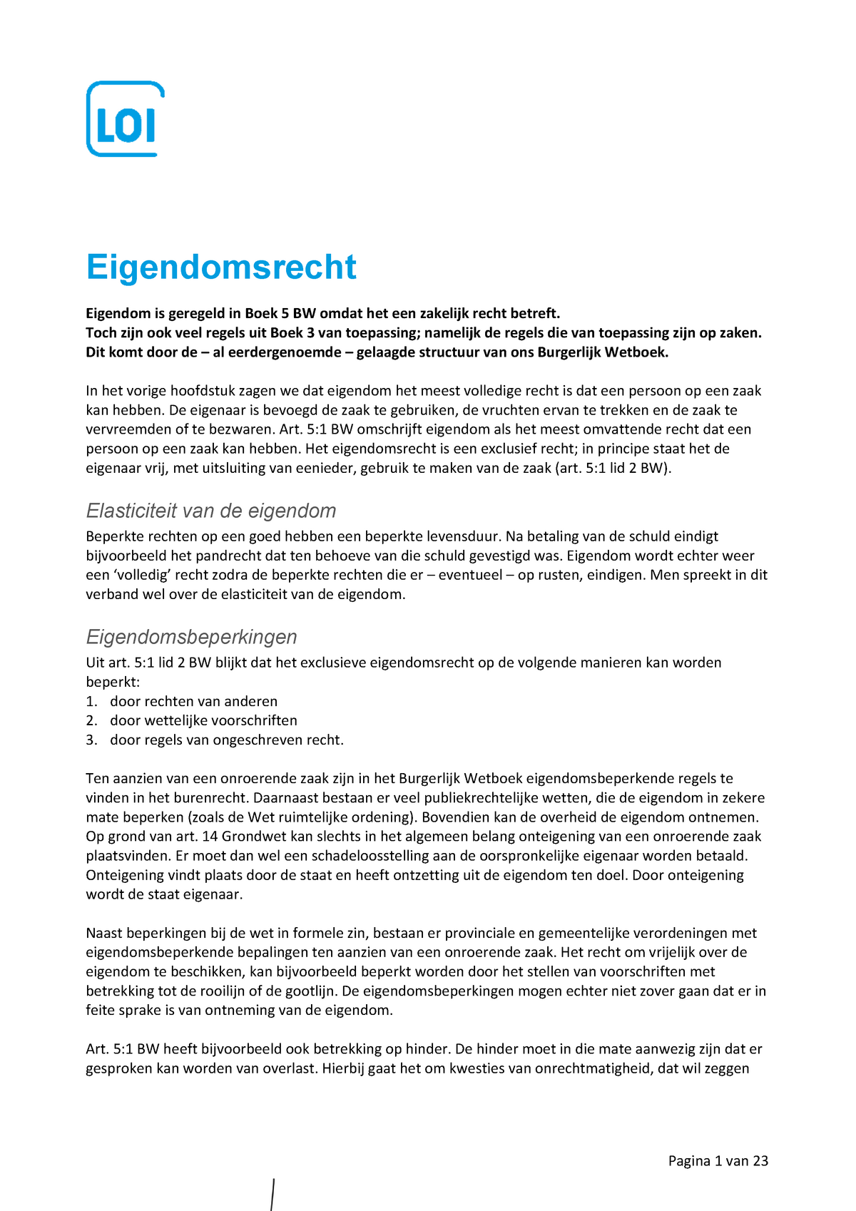 Privaatrecht+Hoofdstuk+2+nw - Pagina 1 Van 23 Eigendomsrecht Eigendom ...