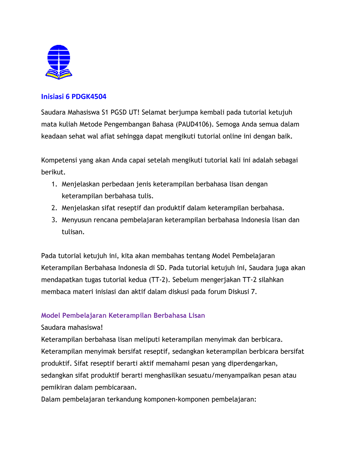 Inisiasi 7 PDGK4504 - Summary Tesaurus Bahasa Indonesia - Inisiasi 6 ...