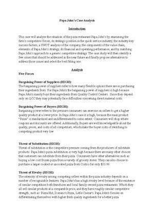 Case analysis papa john's pizza group 1_final draft